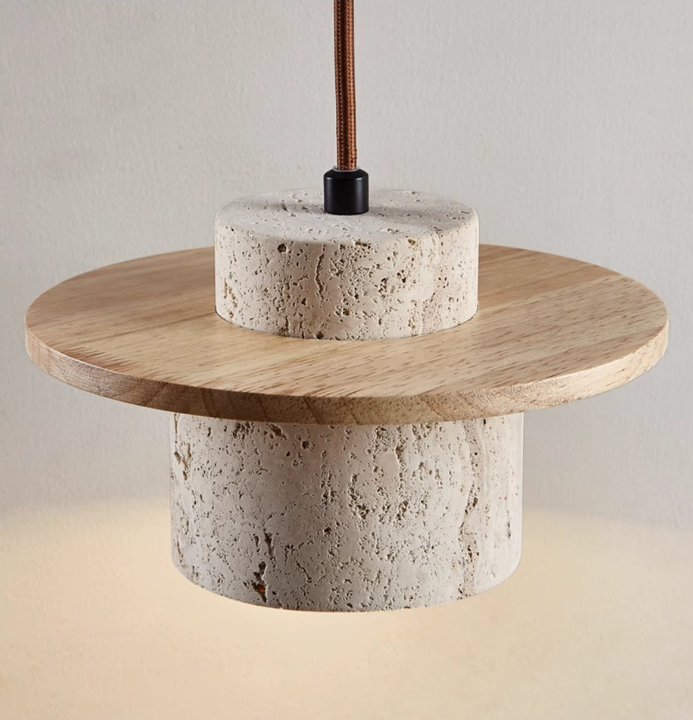 Hanging Pendant Lamp | Elegant Natural Stone and Wood Design 5