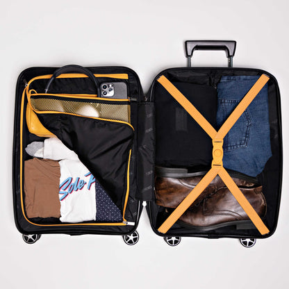 28-tommers svart hardcase rullende bagasje med 360° hjul og TSA-lås