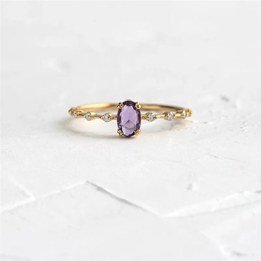 Harmony Ring | 18k Gold Vermeil with Lab-Made Purple Gemstone 0