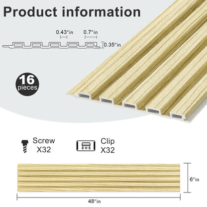 Hausvita 48 x 6 inch WPC lattenwandpaneel (16 stuks)