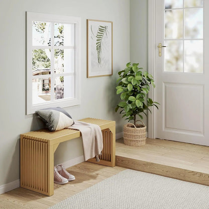 Hausvita HiKingQueens 35" matbänk, inomhus träbänk för hall, vardagsrum, kök och sovrum (natur, lång bänk)