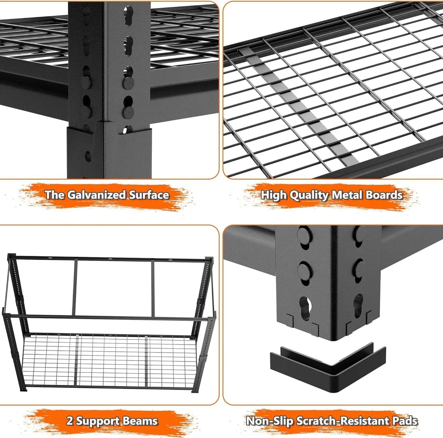 Hausvita förvaringshyllor tung belastning, 48" L x 18" B x 72" H garage trådhyllsystem klarar 2000LBS, 5-vånings justerbar metall industriell verktygshylla för kök, tvättstuga, skafferi, lager, källare