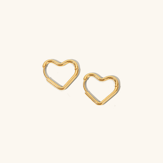 Heart-Shaped Hoop Earrings | Waterproof 18k Gold, Hypoallergenic Design 0