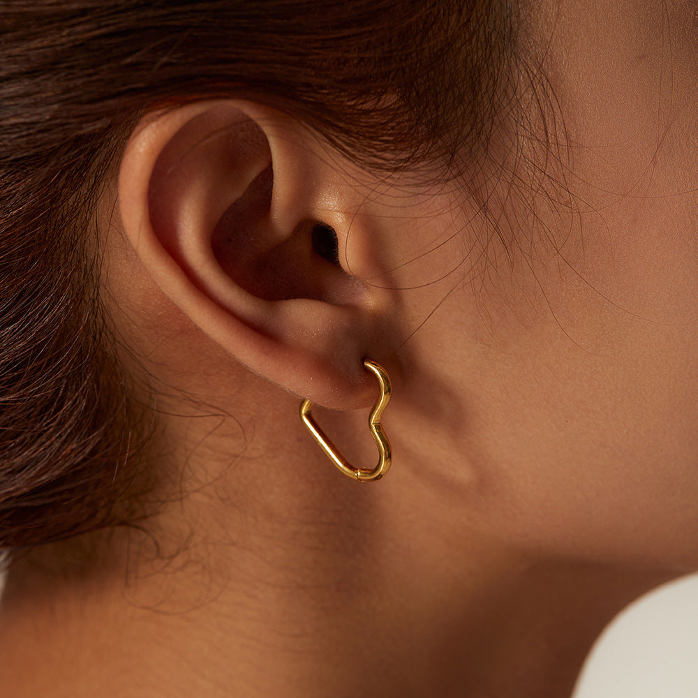 Heart-Shaped Hoop Earrings | Waterproof 18k Gold, Hypoallergenic Design 1