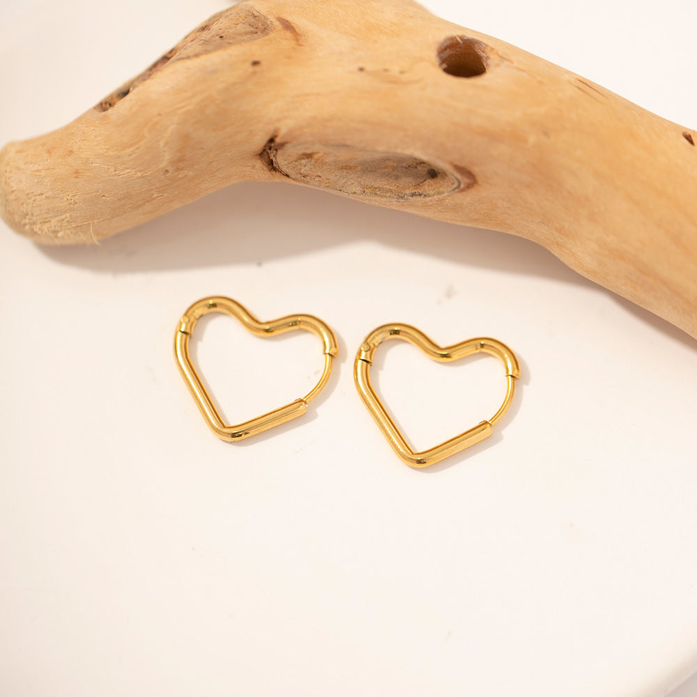Heart-Shaped Hoop Earrings | Waterproof 18k Gold, Hypoallergenic Design 4