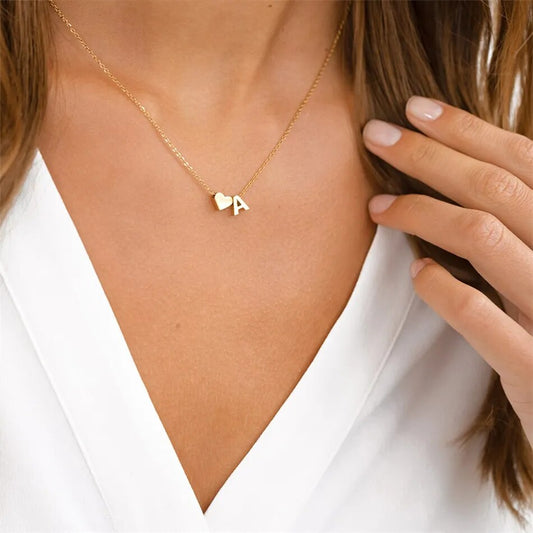 Heart Initial Necklace | Personalizable 18k Gold Plated Pendant 0