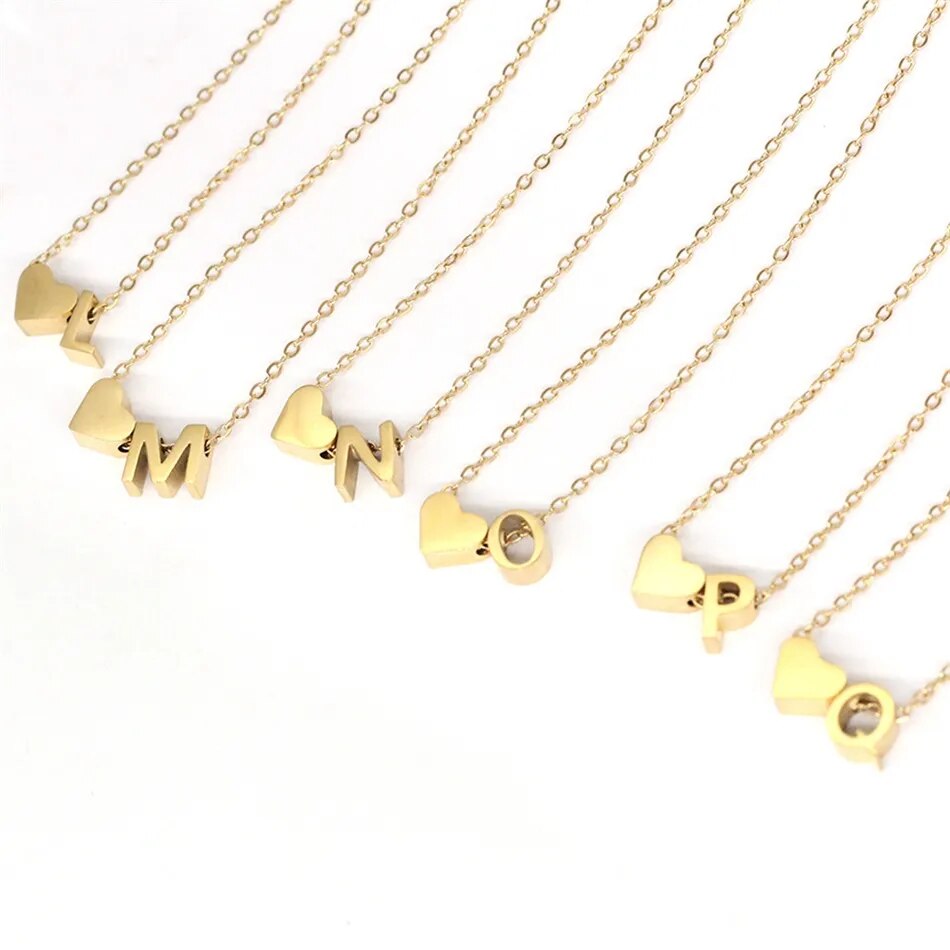 Heart Initial Necklace | Personalizable 18k Gold Plated Pendant 2