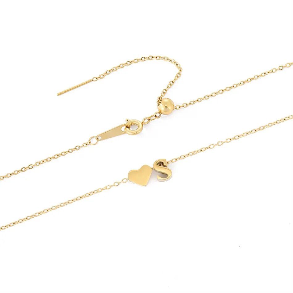 Heart Initial Necklace | Personalizable 18k Gold Plated Pendant 3