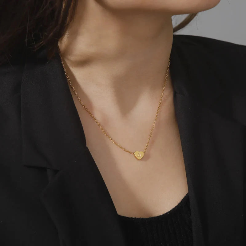 Heart Initial Necklace | Personalized Waterproof 18k Gold Jewelry 1