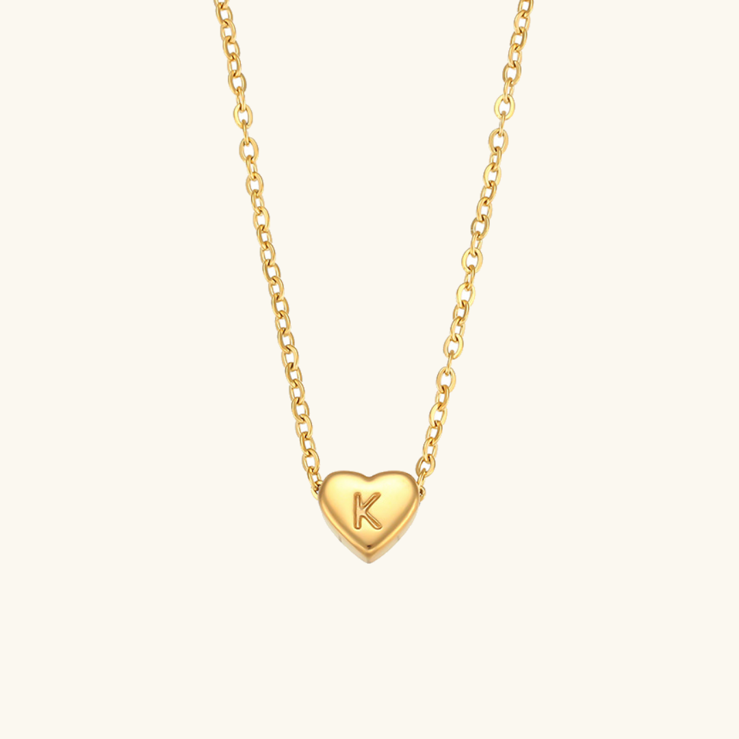 Heart Initial Necklace | Personalized Waterproof 18k Gold Jewelry 15