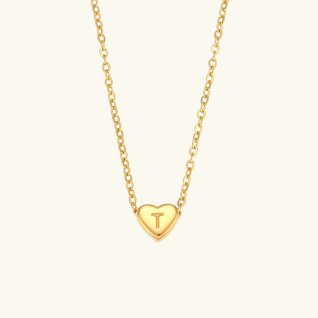 Heart Initial Necklace | Personalized Waterproof 18k Gold Jewelry 17