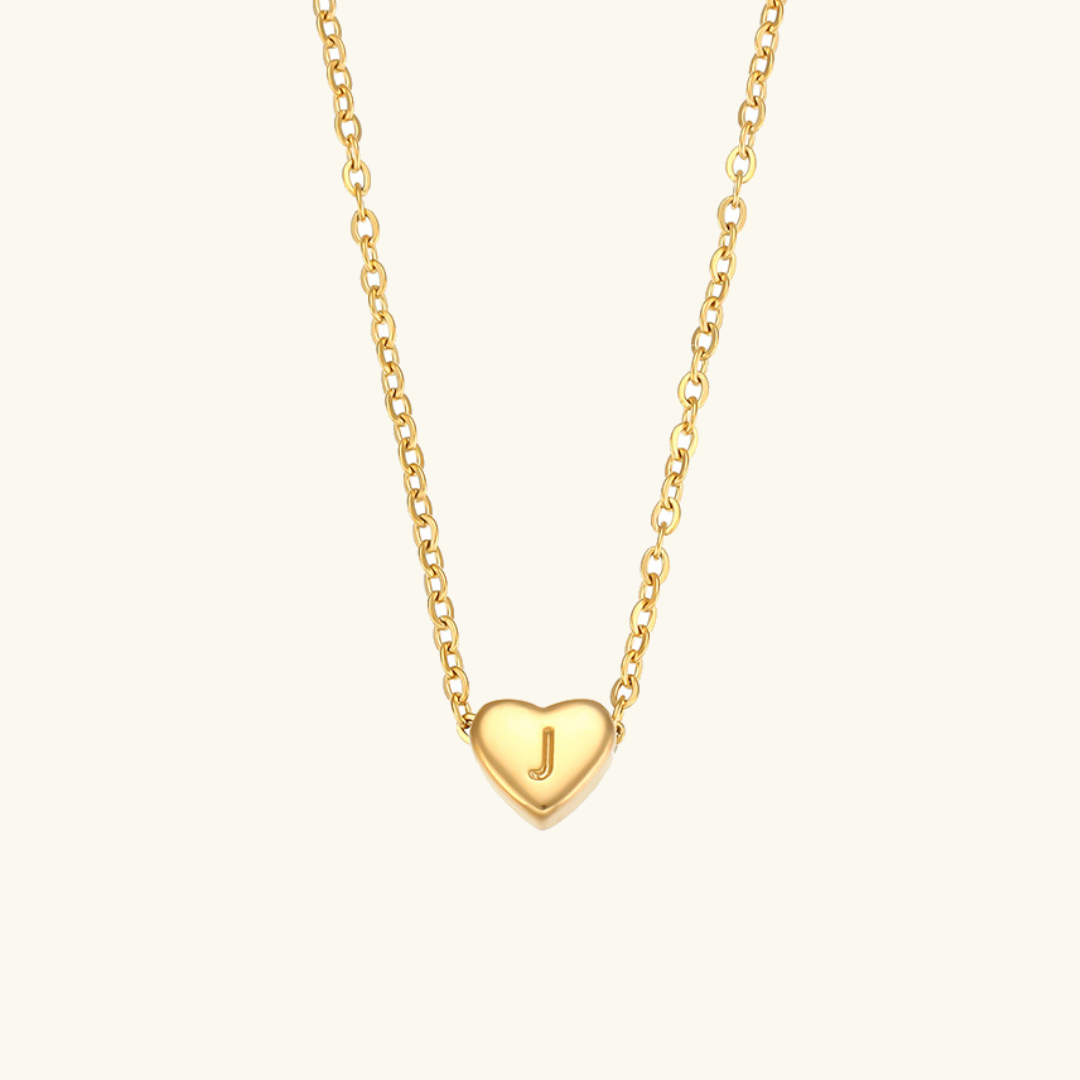Heart Initial Necklace | Personalized Waterproof 18k Gold Jewelry 18