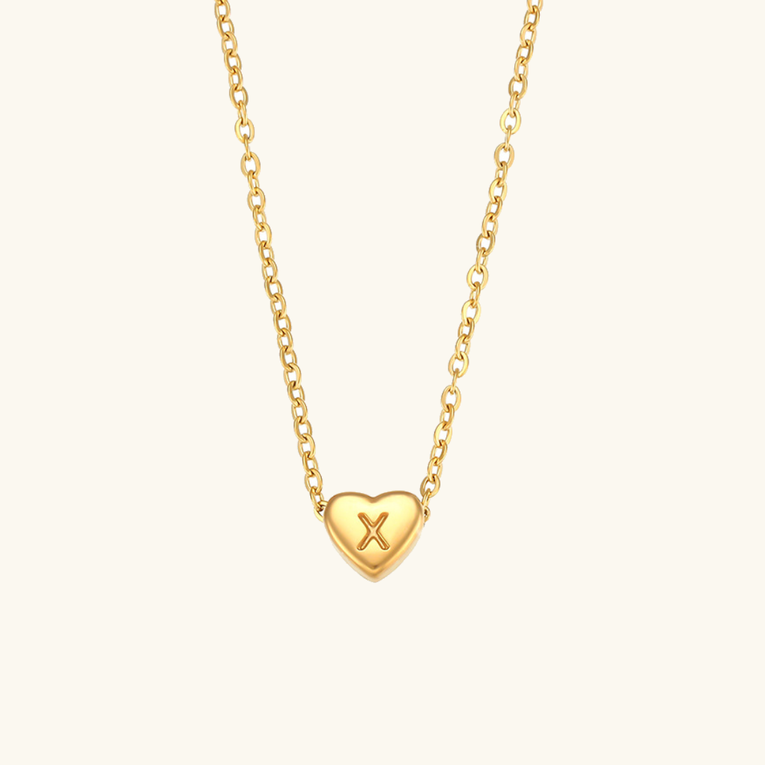 Heart Initial Necklace | Personalized Waterproof 18k Gold Jewelry 19