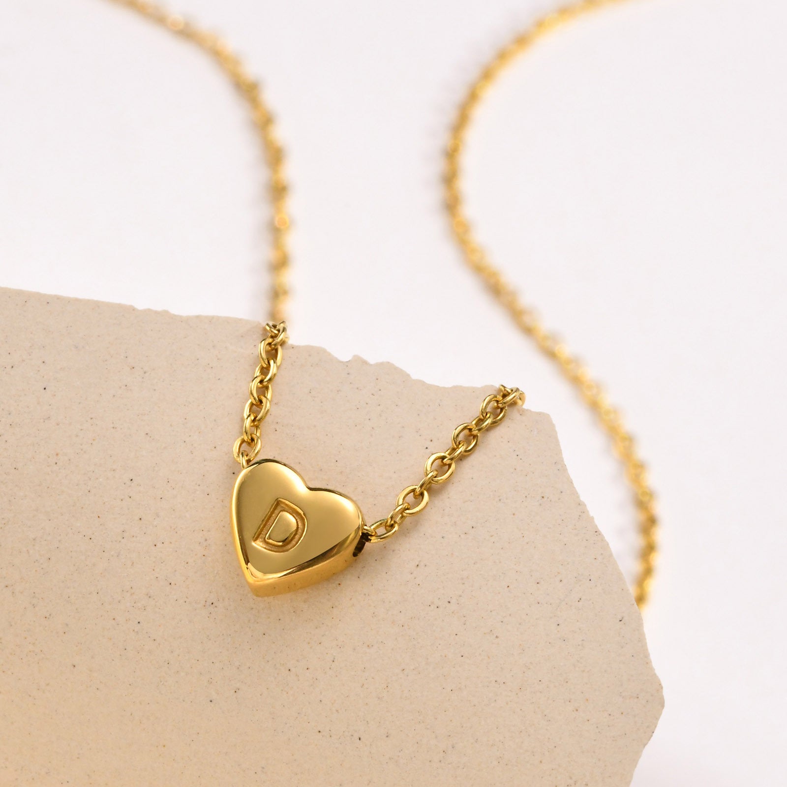 Heart Initial Necklace | Personalized Waterproof 18k Gold Jewelry 3