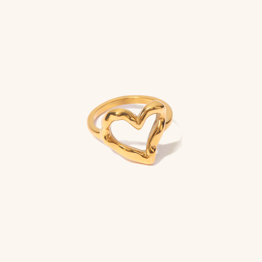Heart Ring | Lightweight Hypoallergenic Stainless Steel with 18k Gold 0