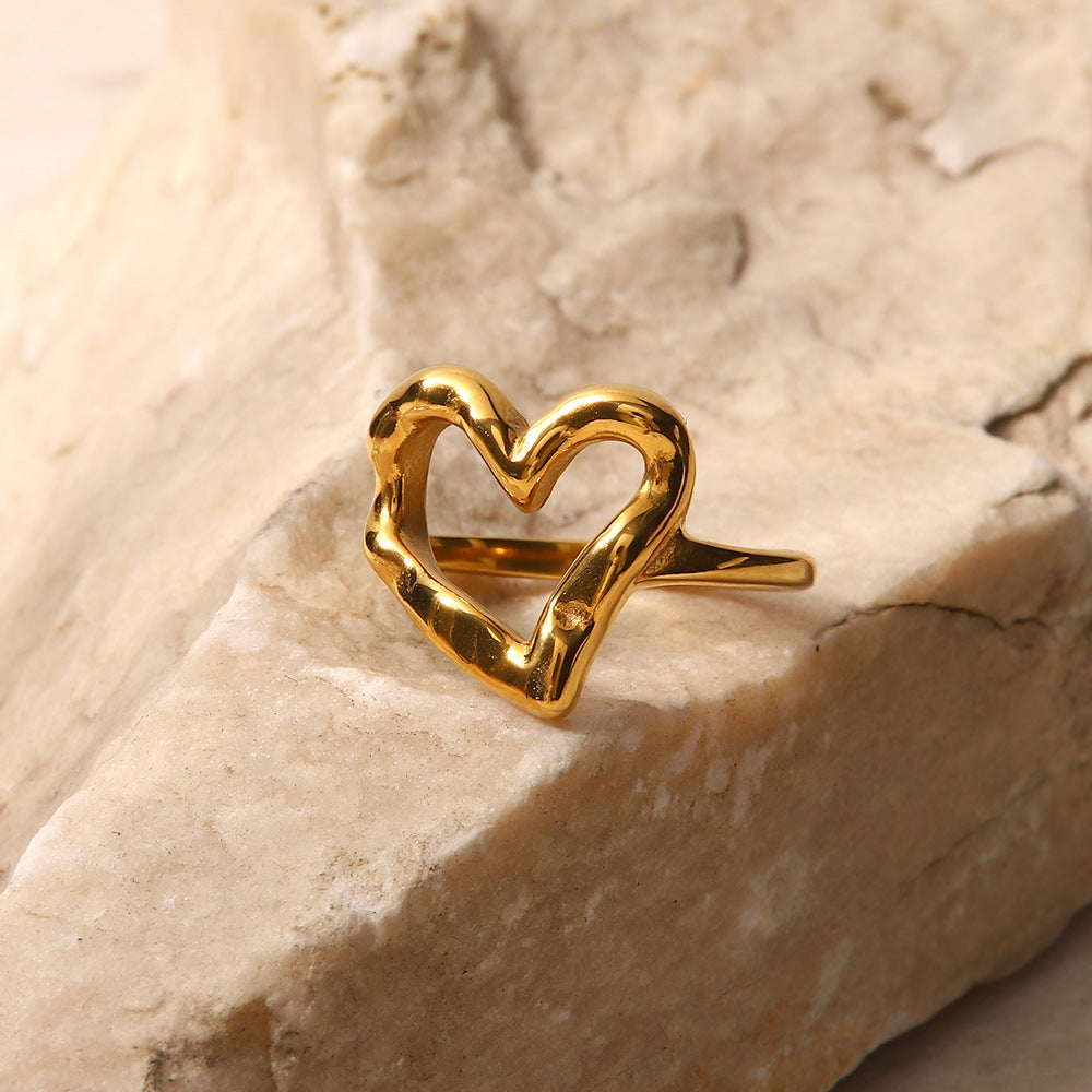 Heart Ring | Lightweight Hypoallergenic Stainless Steel with 18k Gold 3