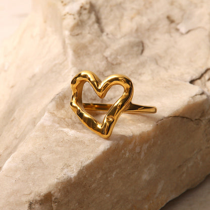 Heart Ring | Lightweight Hypoallergenic Stainless Steel with 18k Gold 3