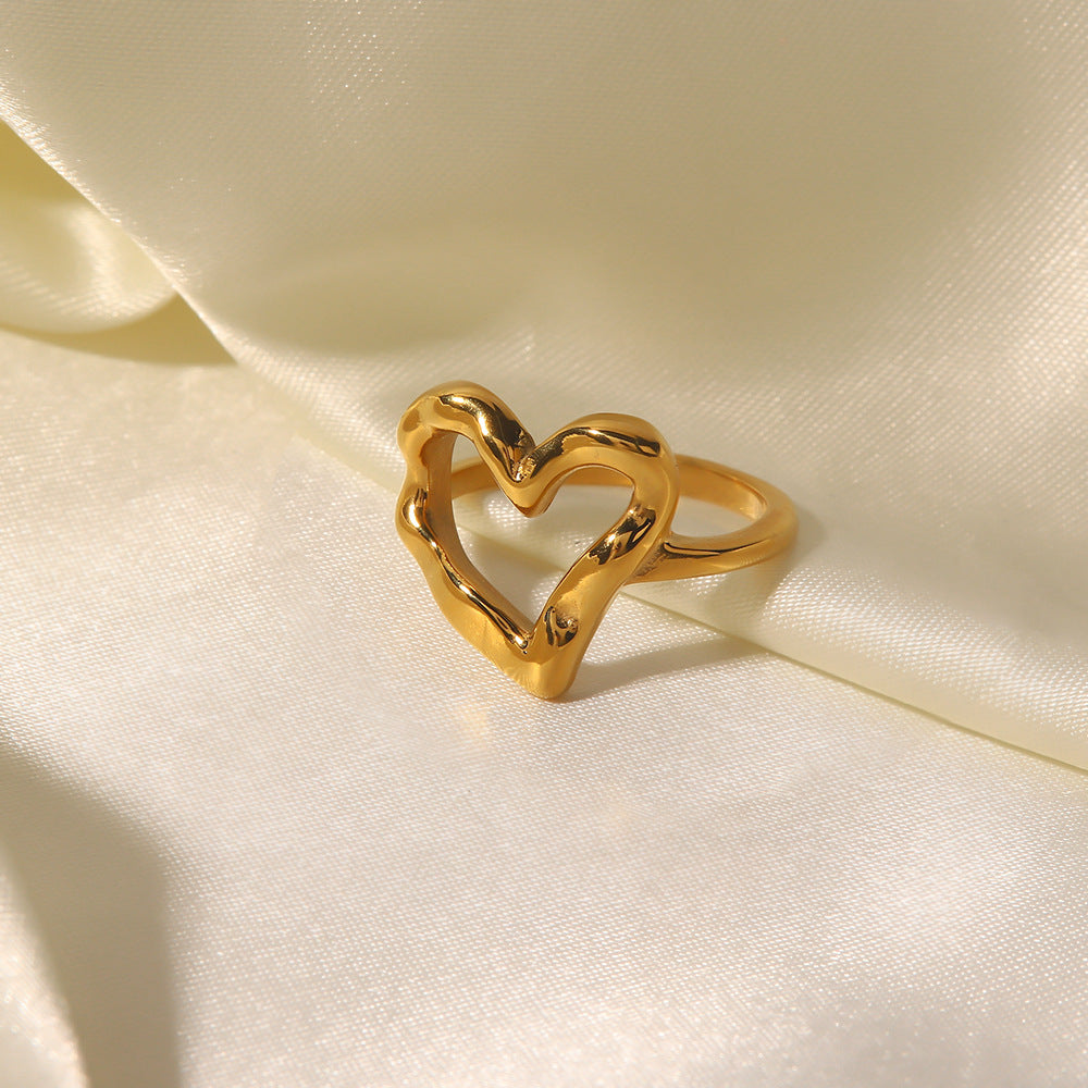 Heart Ring | Lightweight Hypoallergenic Stainless Steel with 18k Gold 6