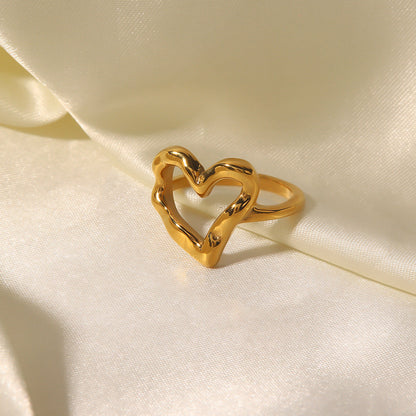 Heart Ring | Lightweight Hypoallergenic Stainless Steel with 18k Gold 6