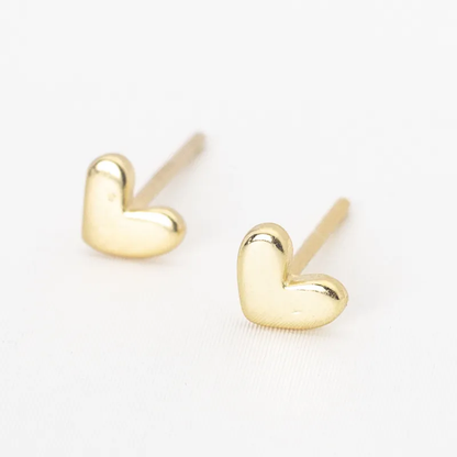 Heart Stud Earrings | S925 Silver with 18k Gold Finish, Hypoallergenic 0