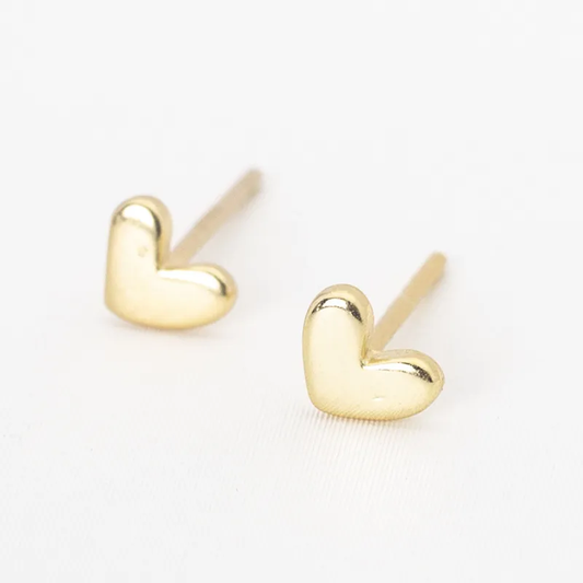 Heart Stud Earrings | S925 Silver with 18k Gold Finish, Hypoallergenic 0