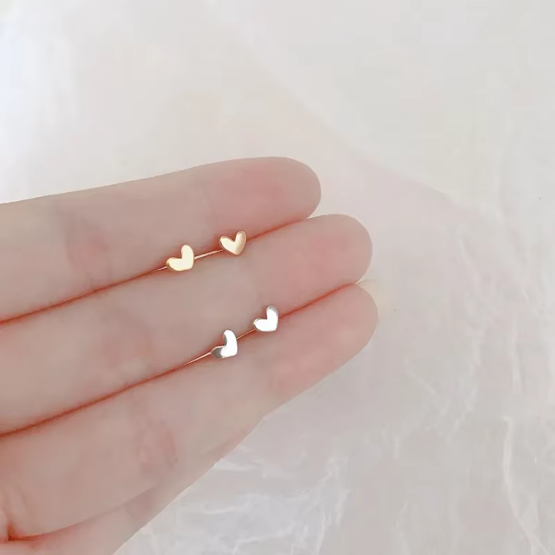 Heart Stud Earrings | S925 Silver with 18k Gold Finish, Hypoallergenic 1