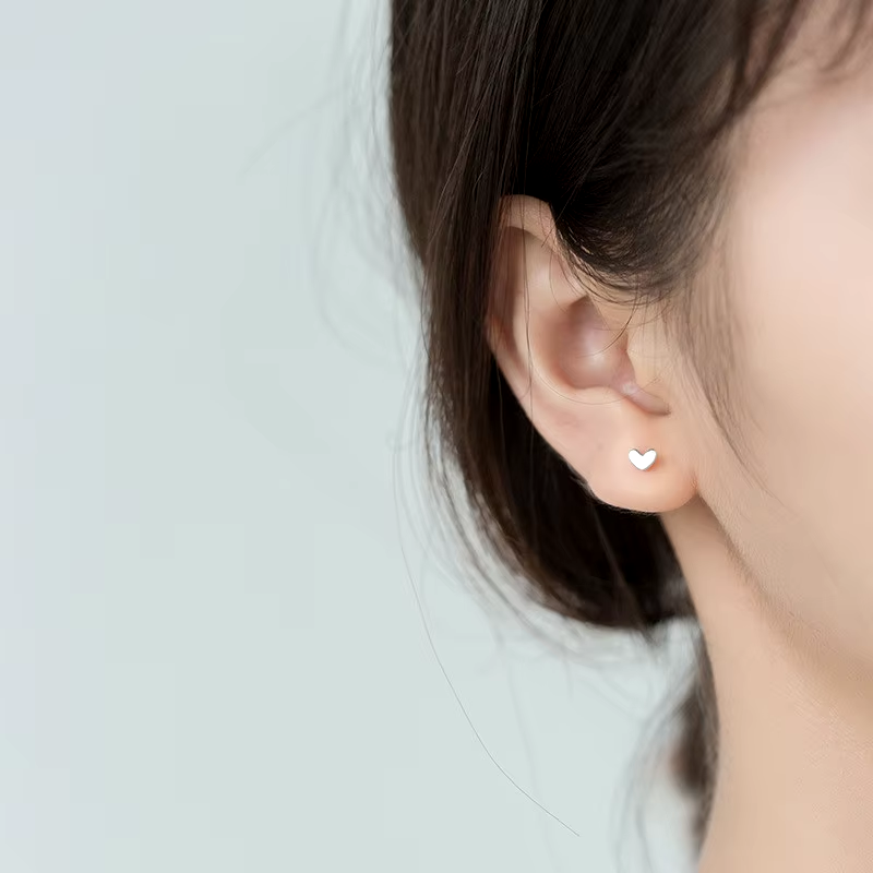 Heart Stud Earrings | S925 Silver with 18k Gold Finish, Hypoallergenic 2