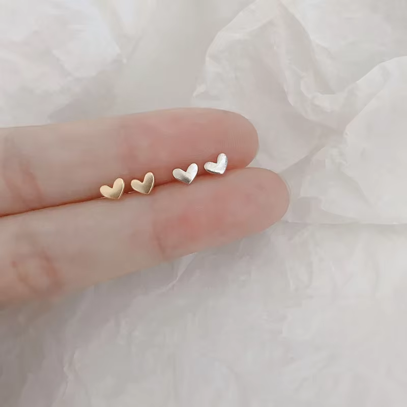 Heart Stud Earrings | S925 Silver with 18k Gold Finish, Hypoallergenic 4