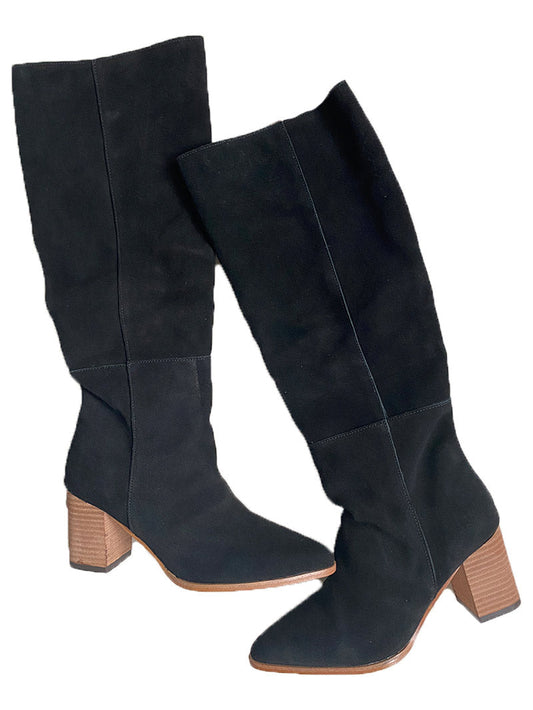 Heeled Knee High Suede Leather Boots | Side Zip Closure and Real Suede 0