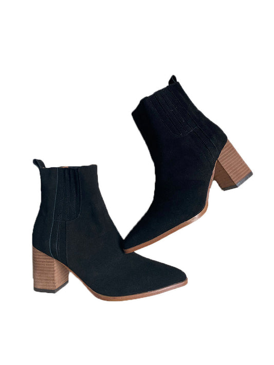 Heeled Suede Leather Ankle Boots | Stylish Pull-On Design with Elastic Gore 0