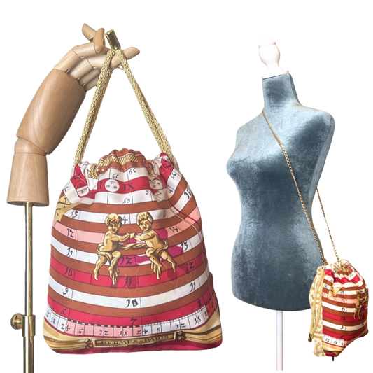 Astrologie Dies et Hore Vintage Scarf Drawstring Crossbody Bag