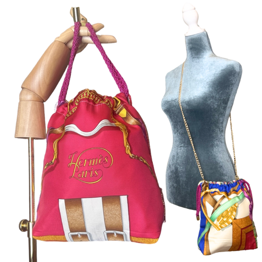 Grand Manege Vintage Scarf Drawstring Crossbody Bag