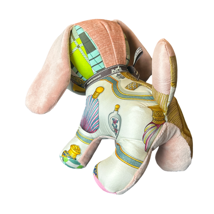 Poste et Cavalerie Vintage Silk Scarf Patchwork Puppy