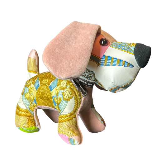 Poste et Cavalerie Vintage Silk Scarf Patchwork Puppy