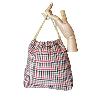 Petites Chevaux Brown Vintage Scarf Drawstring Crossbody Bag