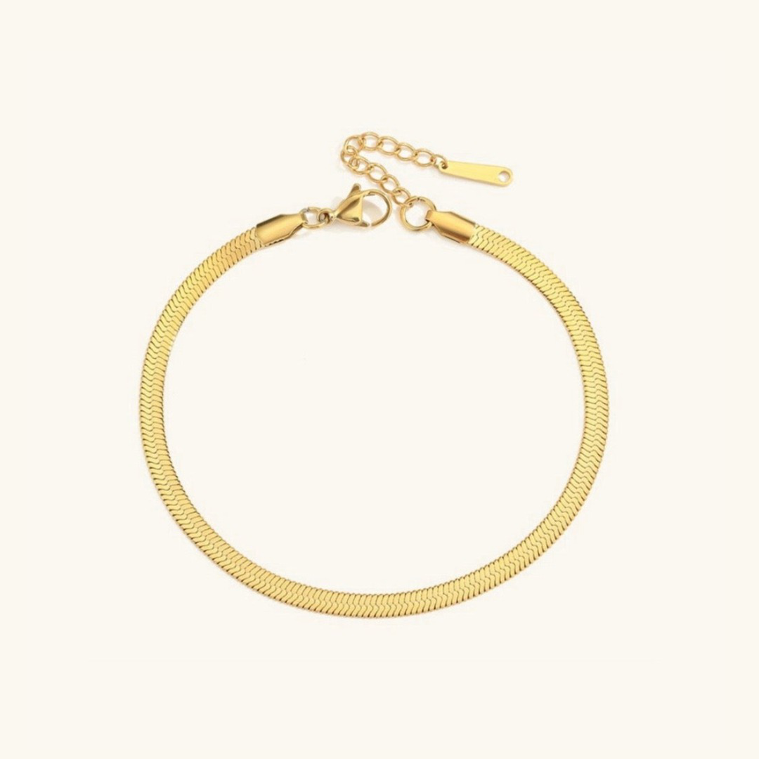 Herringbone Anklet | 18k Gold-Plated Stainless Steel with Elegant Design 0
