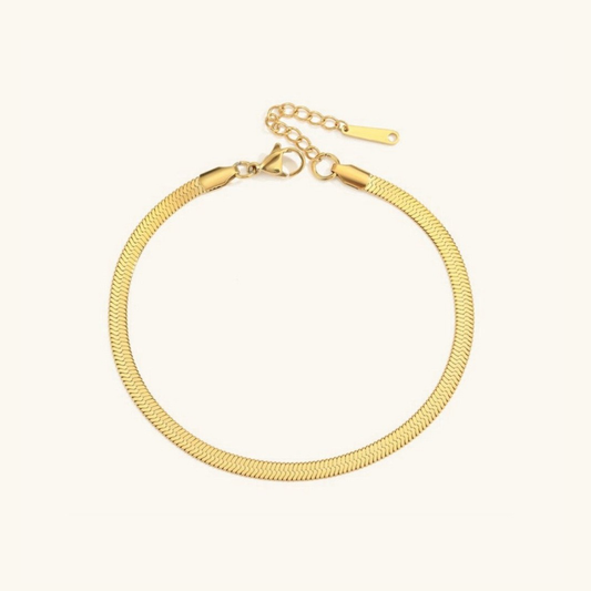 Herringbone Anklet | 18k Gold-Plated Stainless Steel with Elegant Design 0