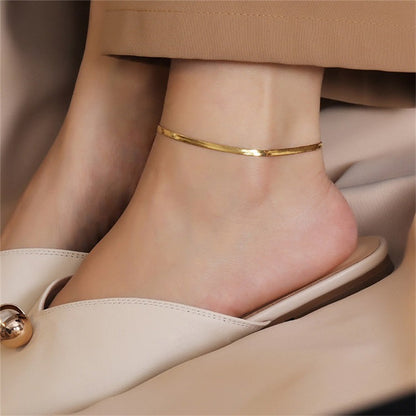 Herringbone Anklet | 18k Gold-Plated Stainless Steel with Elegant Design 1