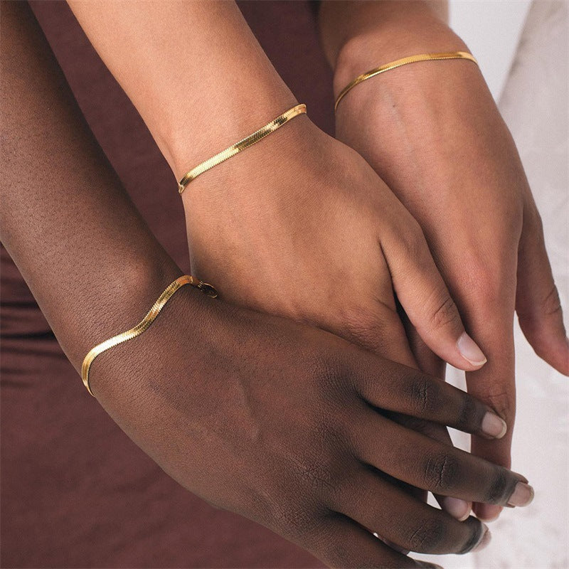 Herringbone Bracelet | Durable Gold-Plated Stainless Steel Design 1