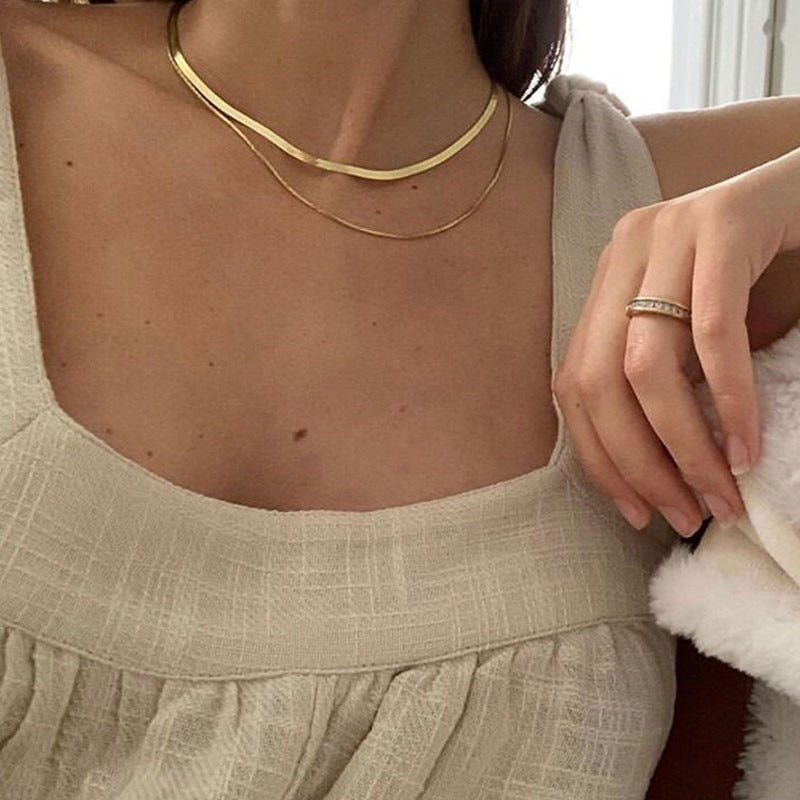 Herringbone Necklace | 18K Plated Stainless Steel with Adjustable Length 3