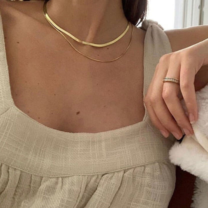 Herringbone Necklace | 18K Plated Stainless Steel with Adjustable Length 3