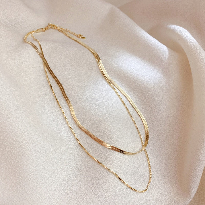 Herringbone Necklace | 18K Plated Stainless Steel with Adjustable Length 4