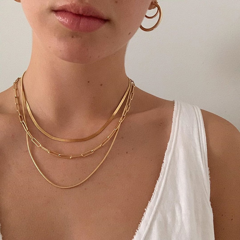 Herringbone Necklace | 18K Plated Stainless Steel with Adjustable Length 5