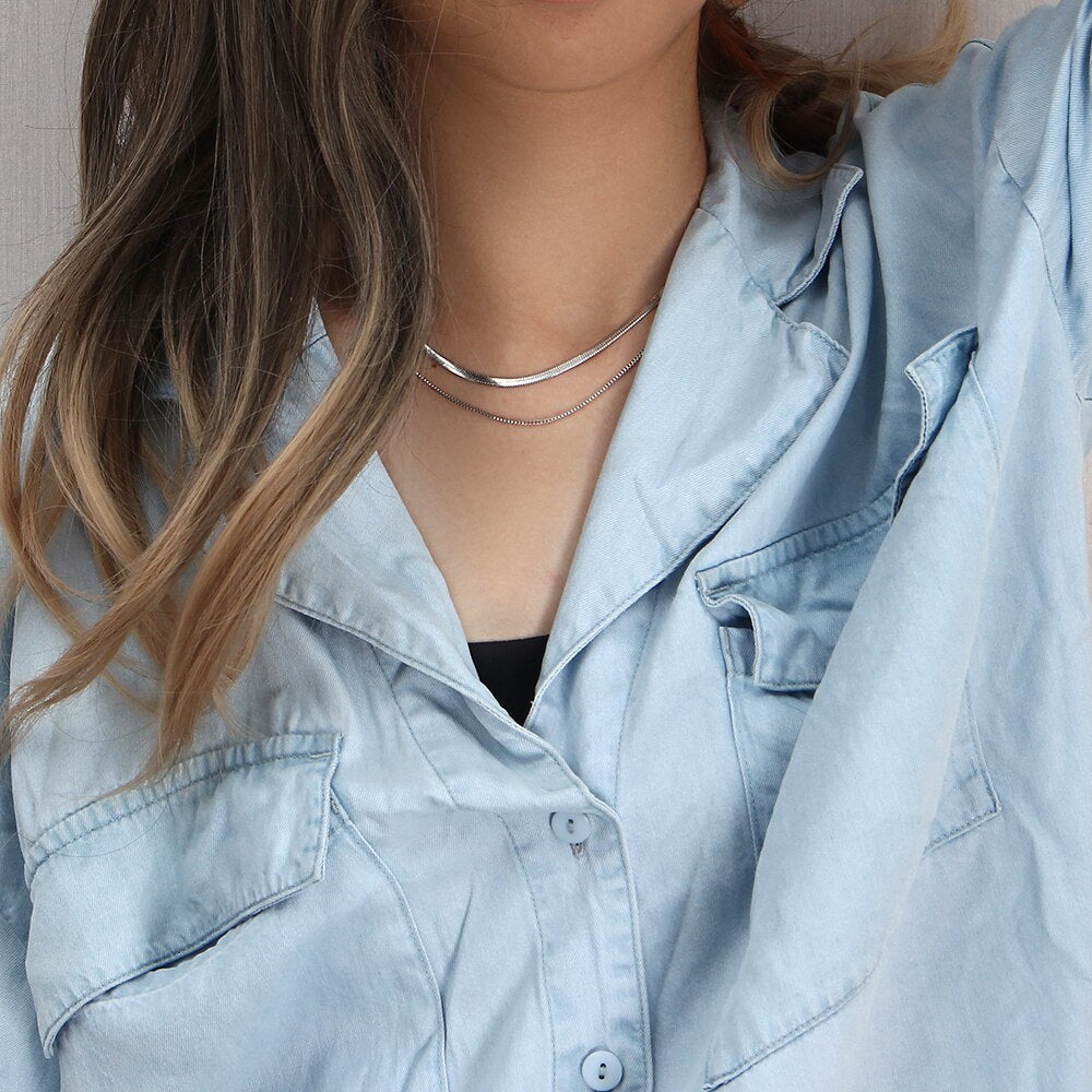Herringbone Necklace | 18K Plated Stainless Steel with Adjustable Length 6