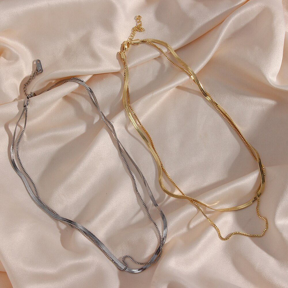 Herringbone Necklace | 18K Plated Stainless Steel with Adjustable Length 7