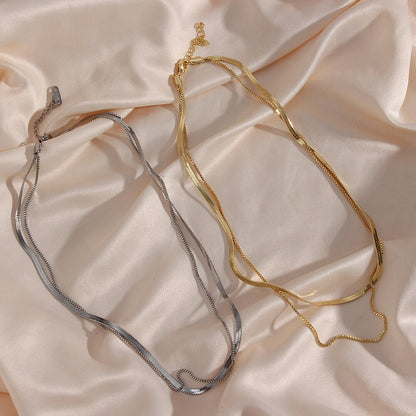 Herringbone Necklace | 18K Plated Stainless Steel with Adjustable Length 7