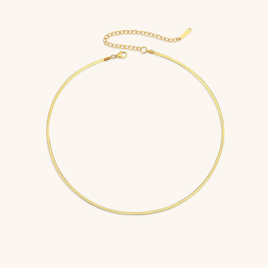 Herringbone Necklace | Ethically Sourced Stainless Steel with Gold Plating, Hypoallergenic and Durable Design 0