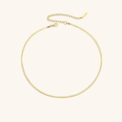 Herringbone Necklace | Ethically Sourced Stainless Steel with Gold Plating, Hypoallergenic and Durable Design 0