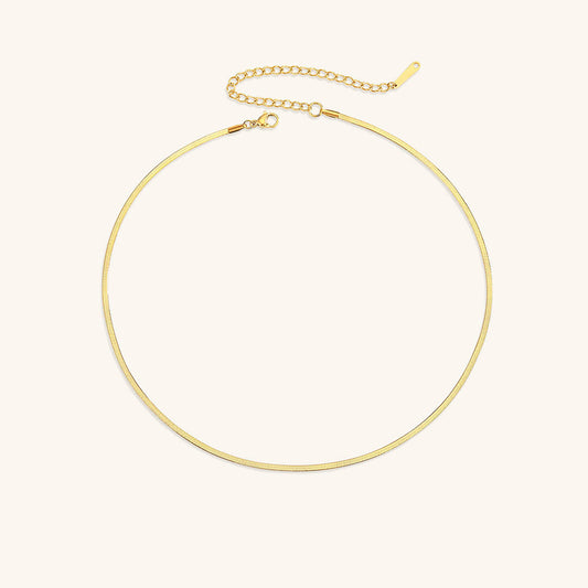 Herringbone Necklace | Ethically Sourced Stainless Steel with Gold Plating, Hypoallergenic and Durable Design 0