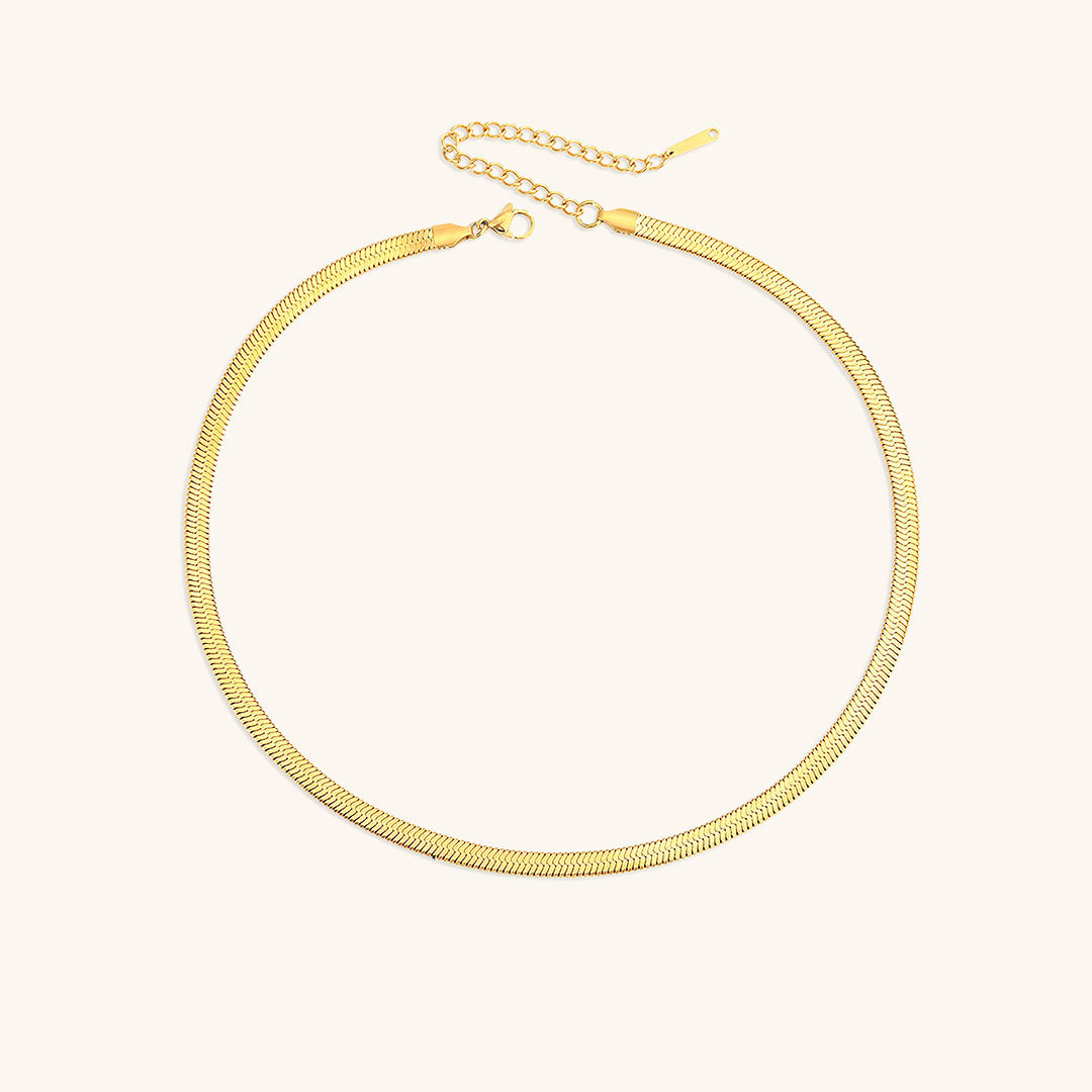 Herringbone Necklace | Ethically Sourced Stainless Steel with Gold Plating, Hypoallergenic and Durable Design 12